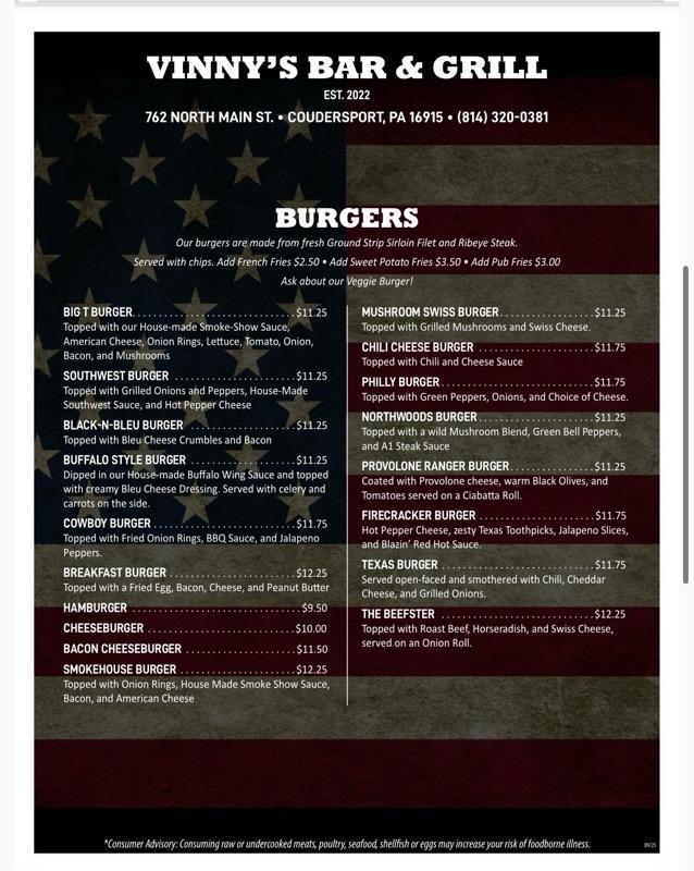 Vinny's Bar and Grill Menu image 3