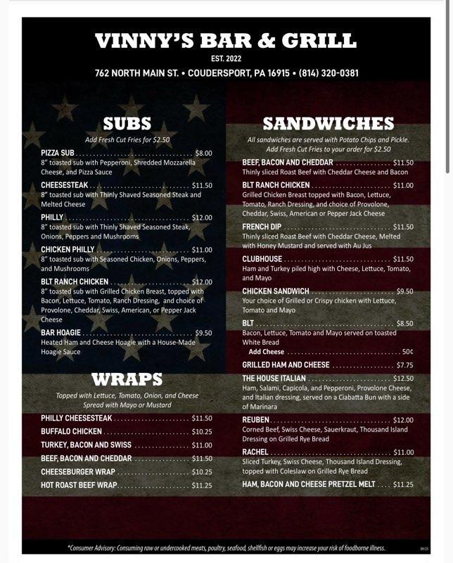 Vinny's Bar and Grill Menu image 4